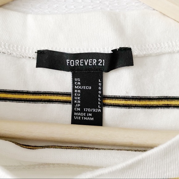 Yellow Black and White Stripe Cropped Drawstring Waist Top - Picture 7 of 9